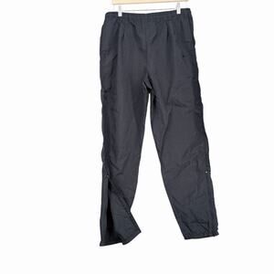 Vtg Nike Black Nylon Track Pants Windbreaker Joggers Womens Sz L 90's